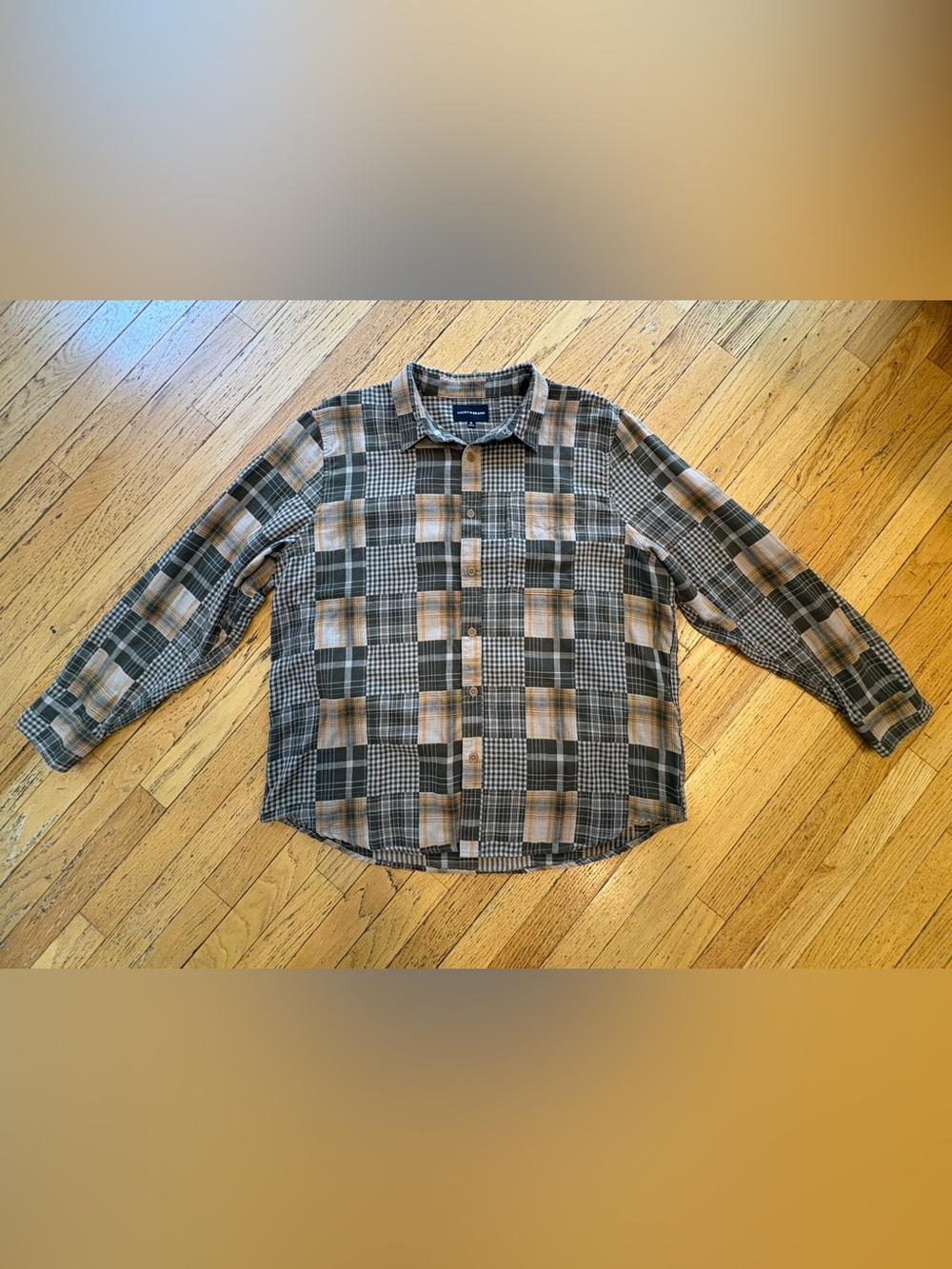 Lucky Brand Patchwork Plaid Jacquard Double Weave Button-Down Shirt